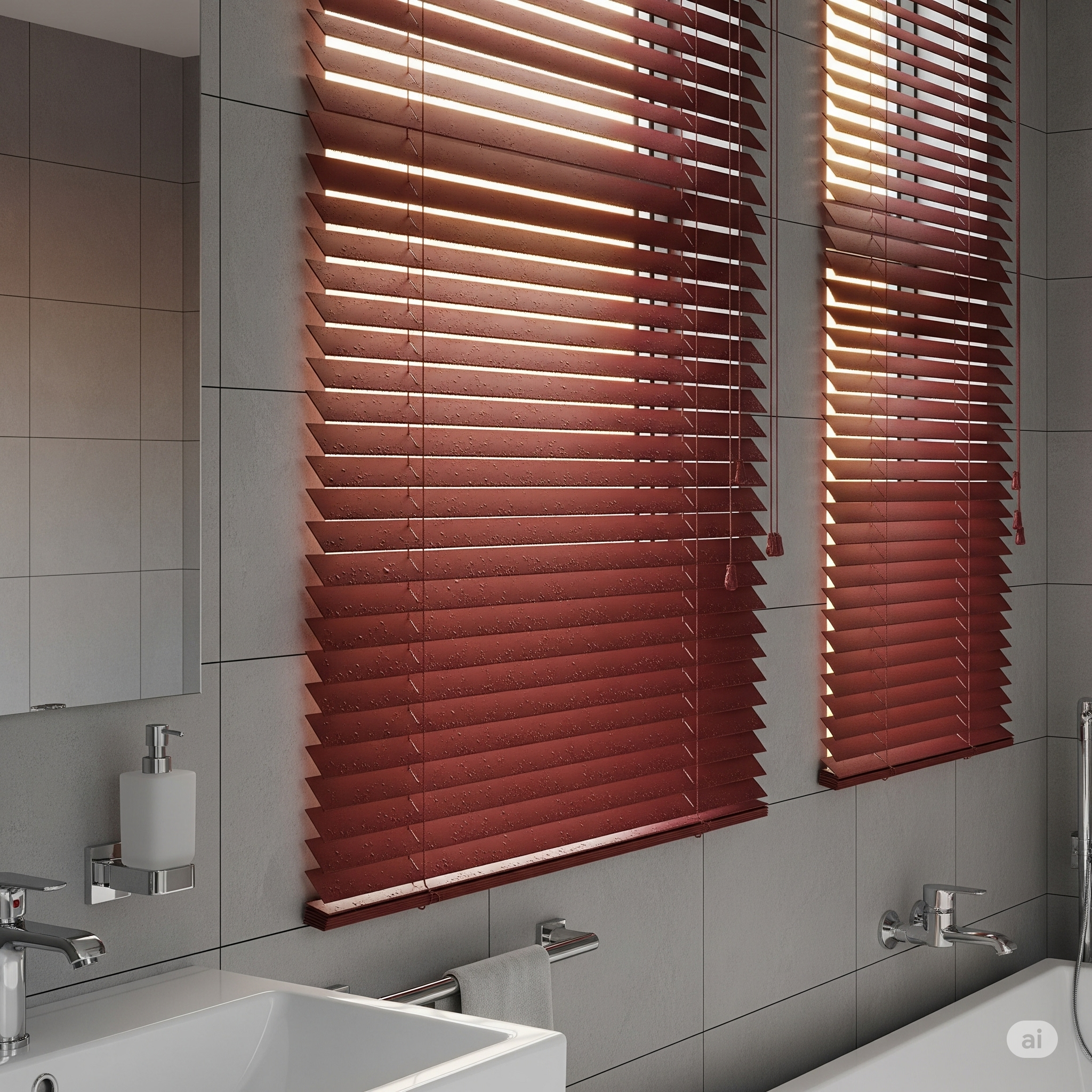 Slimline Red Aluminium Venetian Blinds